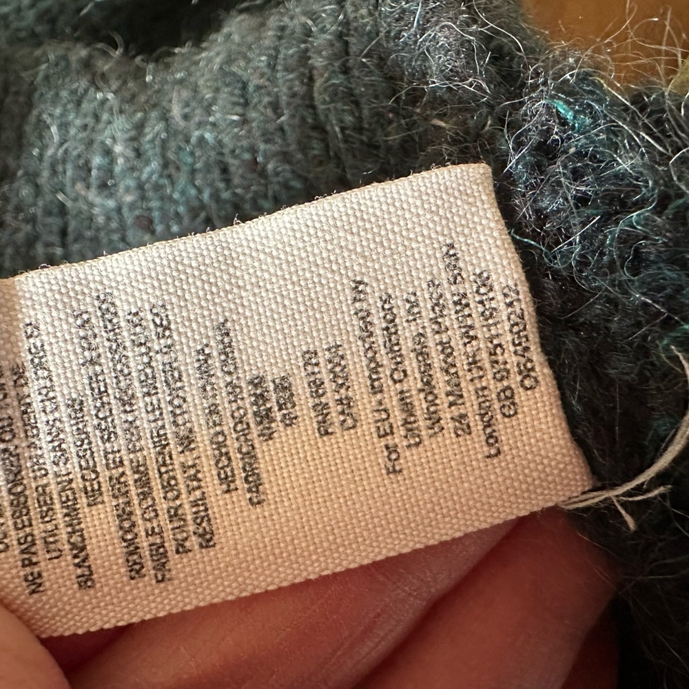 Free people Women's Deep Teal Green Wrap Look Sweater Wool blend size Large - Picture 7 of 7